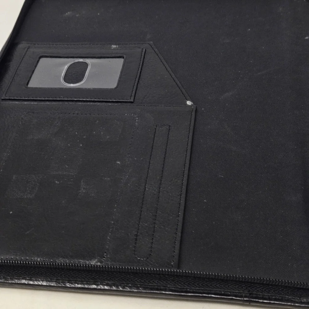 Wilsons Leather Pelle Studio Black Italian Leather Zippered Portfolio Organizer
